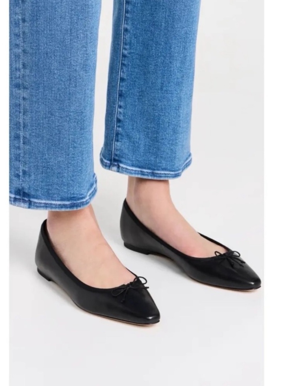 Veronica Beard Women's Size 8 Black Leather Catherine Bow Ballet Flats $345